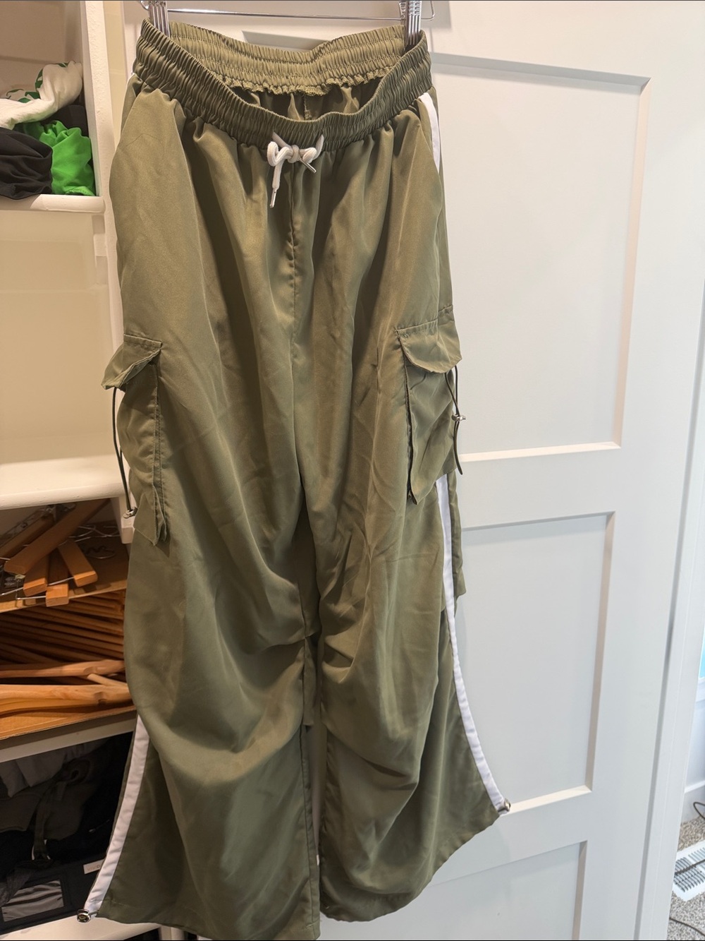 SHEIN Olive Green Cargo Track Joggers